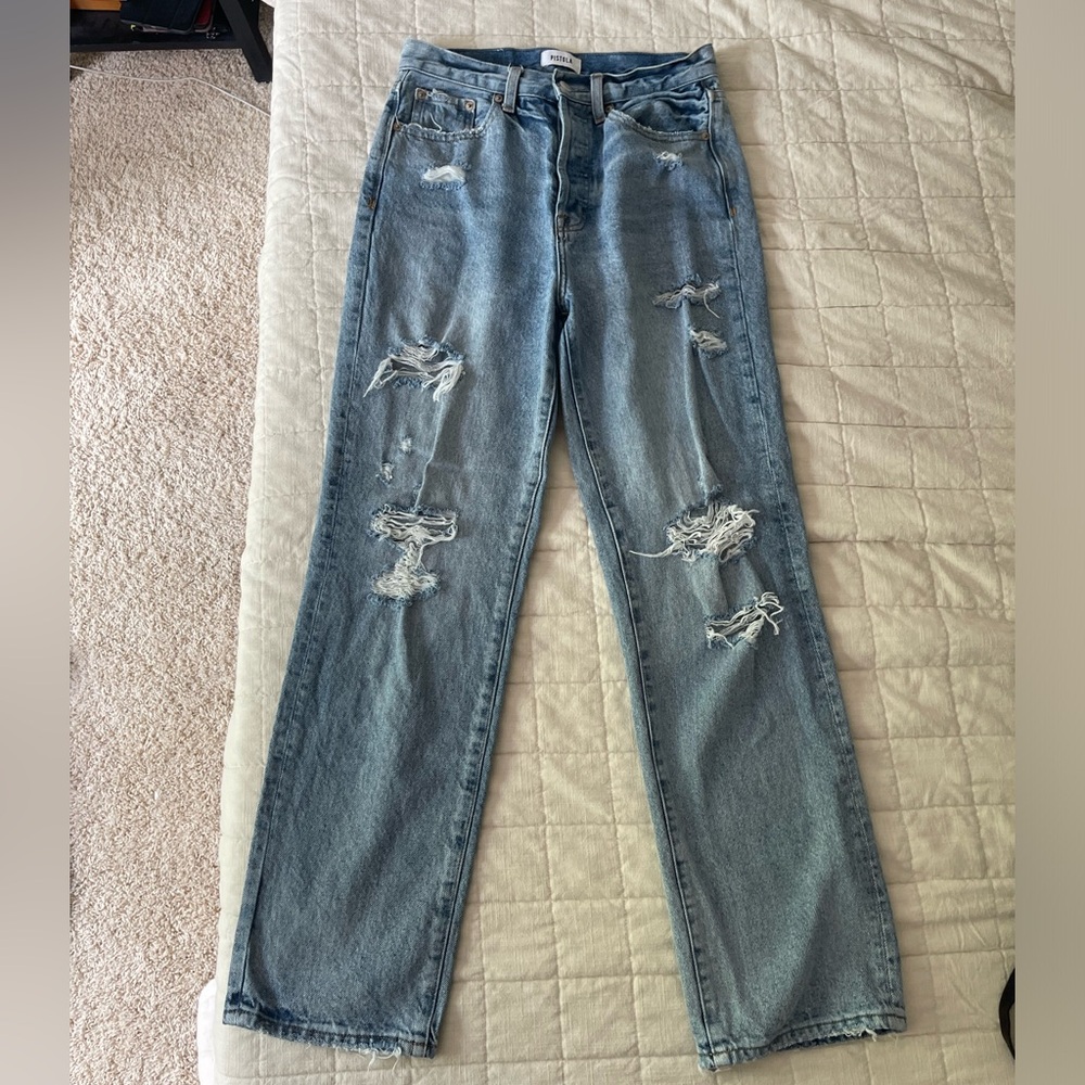 Pistola wide leg distressed jeans